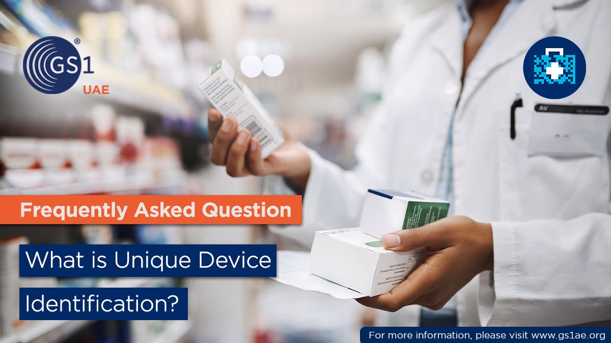 GS1_UAE's tweet photo. A Unique Device Identification (UDI) system is intended to provide single, globally harmonized positive identification of medical devices through distribution and use, requiring the label of devices to bear a globally unique device identifier.

#gs1 #gs1standards #gs1uae #faq https://t.co/y3kWjMRtTd
