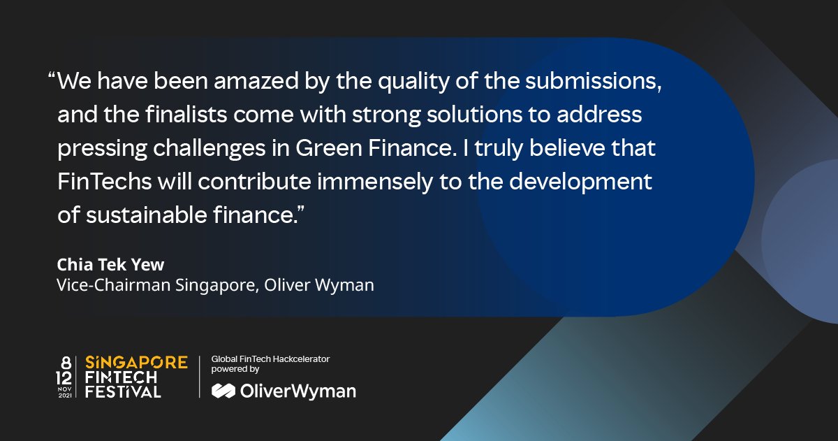 OliverWyman's tweet photo. We've announced the 20 #Green #FinTech finalists for the #GlobalFinTechHackcelerator! They were selected from a competitive pool of global applications and will pitch their solutions for #GreenFinance on Demo Day, 8 Nov at #SFF2021. Meet the finalists > https://t.co/jfcSP8Pier https://t.co/uRd5NCleBb