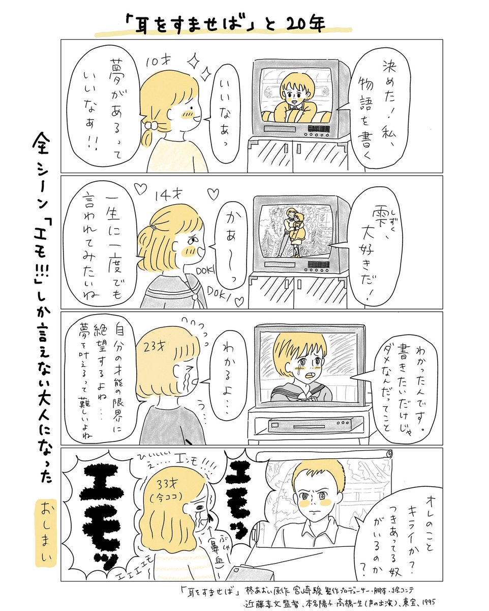 「耳をすませば」と20年。
(唐突に)

#エッセイ漫画 #代替テキスト 