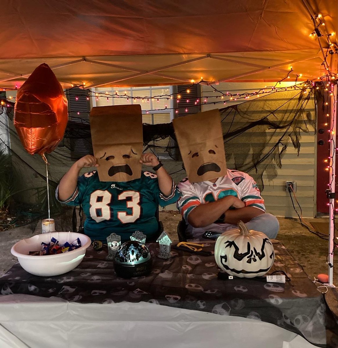 MrContentDesign's tweet photo. My wife and I handed out Halloween candy as Miserable #Dolphins Fans this year... https://t.co/nIdP7miDjO
