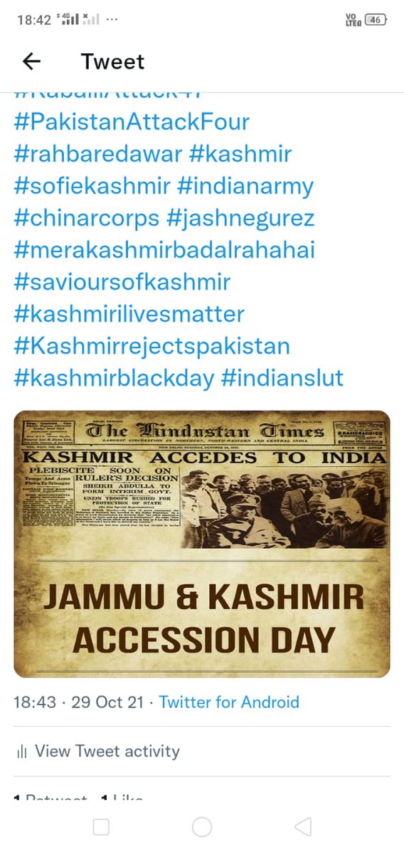 Zaralone16's tweet photo. #PakistanButchersOfKashmir #SavioursofKashmir47
#KabailiAttack47 #PakistanAttackFour
#rahbaredawar #kashmir #sofiekashmir #indianarmy #chinarcorps #jashnegurez  #merakashmirbadalrahahai #savioursofkashmir #kashmirilivesmatter #Kashmirrejectspakistan #kashmirblackday #india https://t.co/I92St8vcki