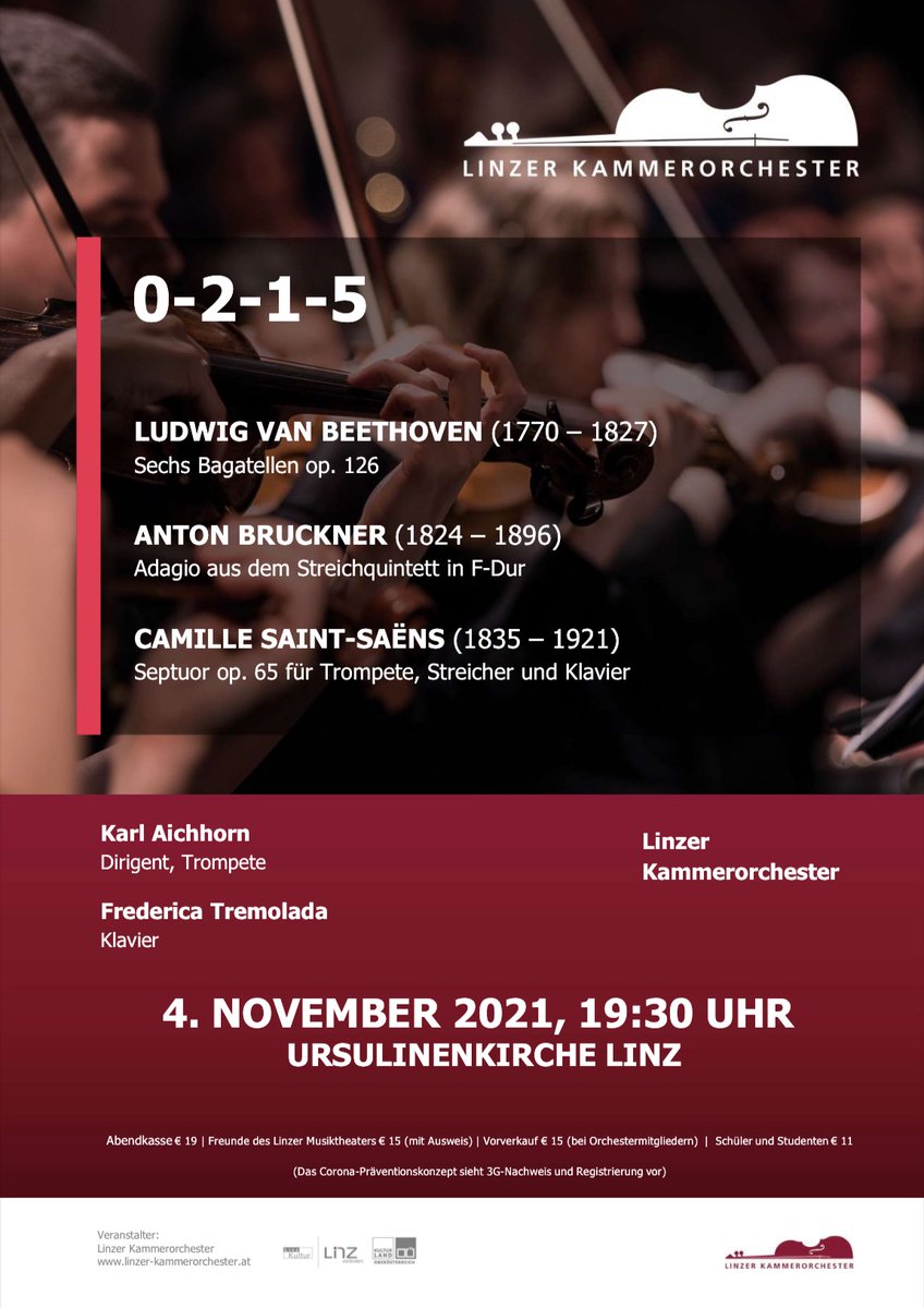 Wir spielen am 4.11.2021 um 19:30 in der Ursuinenkirche Linz und freuen uns auf euch!