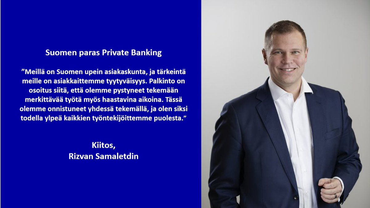 Hurraa! 🥇🏆

Kansainvälinen talousjulkaisu Global Finance on valinnut Nordean Suomen parhaaksi Private Banking -palveluiden tarjoajaksi.

nordea.com/fi/media/2021-…