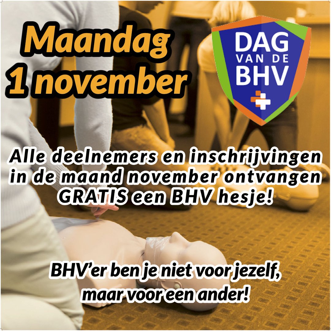 𝟭 𝗡𝗢𝗩𝗘𝗠𝗕𝗘𝗥 - 𝗗𝗔𝗚 𝗩𝗔𝗡 𝗗𝗘 𝗕𝗛𝗩

#NXPD #bouw #infra #techniek #industrie #Zwolle #Heerde #Hattemerbroek #BHV  #cursus #dagcursus #Examen #dagvandebhv