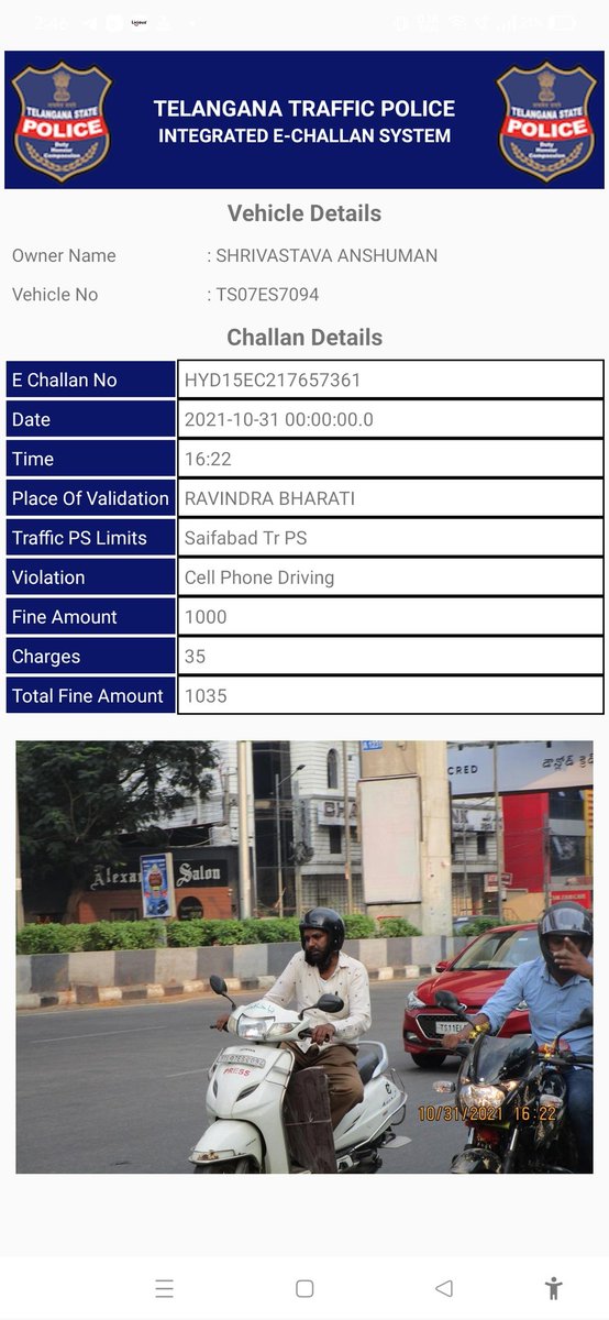 ansh_2948's tweet photo. @HYDTP Is this checked ?? I can still see Challan No HYD15EC217657361 on my name https://t.co/9cteLUsvNE