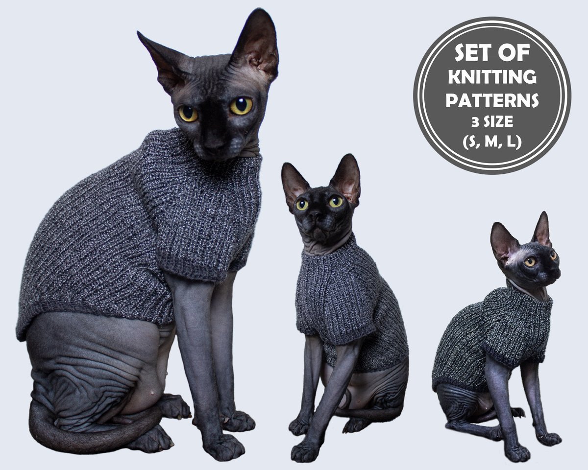 ClothesForCat's tweet photo. Excited to share the latest addition to my #etsy shop: SET OF 3 Cat seamless sweaters knitting patterns // 3 Size: S, M, L https://t.co/2E0IPnInQU #knitting #birthday #fathersday #catpatternpdf #catsweater #sphynxcatclothes #clothesforcat #catturtleneck #sweaterforsphy https://t.co/WkcjIcigjY