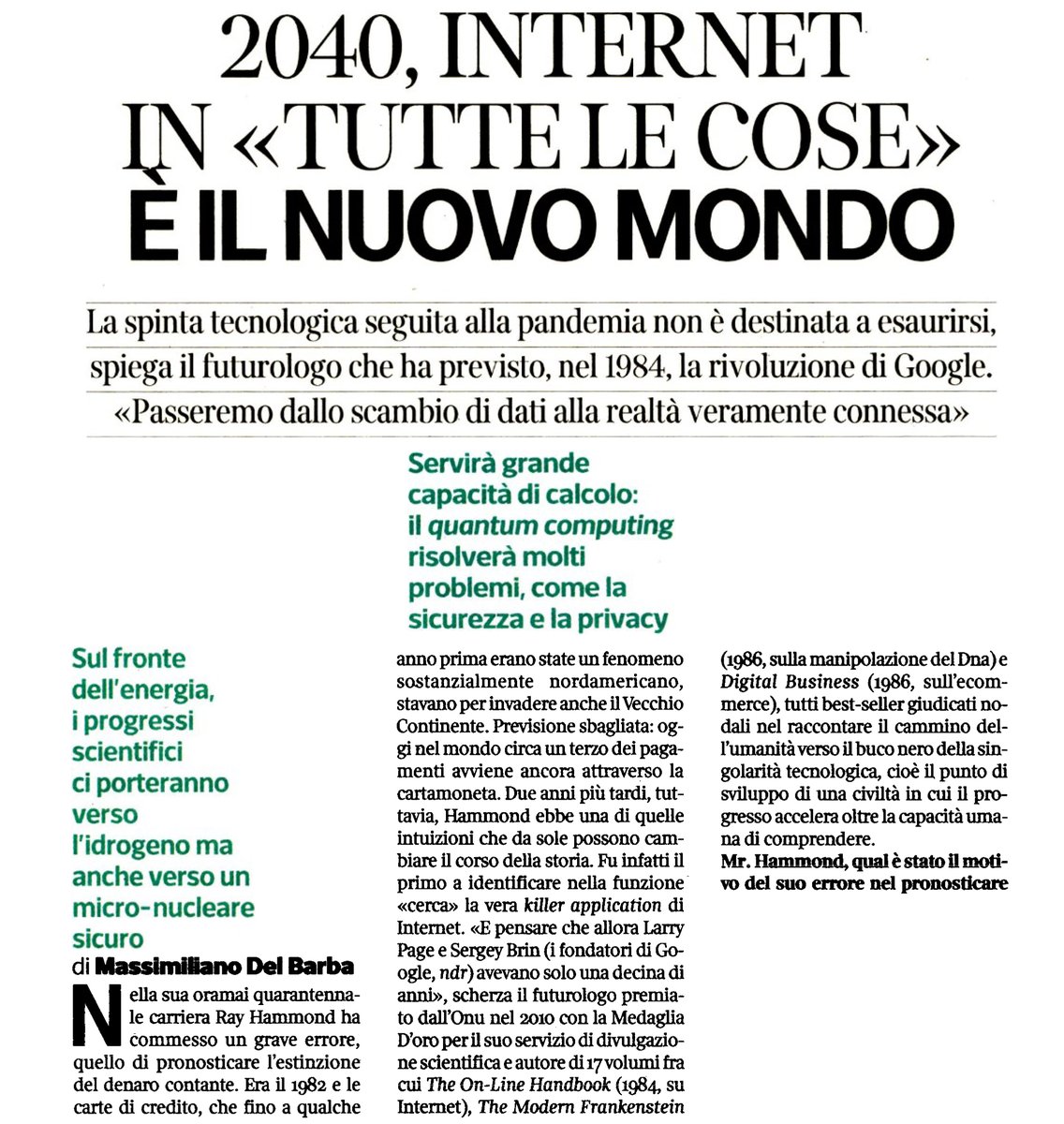 infocamere's tweet photo. La spinta tecnologica post #COVID19 

🗞️ "2040 #internet in «tutte le cose». È il nuovo mondo" via @L_Economia 

#futuro @akkjjro @GiordanoSottosa @iosonolacora @httclub1 @Accentureitalia @Linkerbiz @anitecassinform @fdaveri https://t.co/41KvmGWjKs