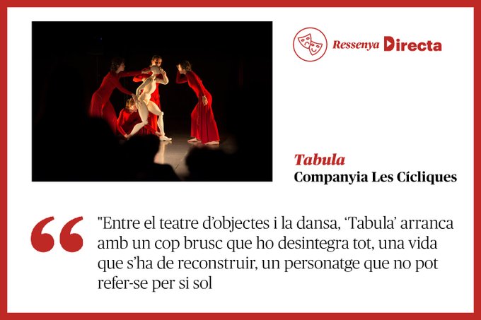 #CULTURA | Vèncer la tabula rasa directa.cat/vencer-la-tabu… La companyia lleidatana <a href="/LesCicliques/">Les Cícliques Companyia</a> va presentar a <a href="/firatarrega/">FiraTàrrega</a> un espectacle a mig camí entre teatre gestual, titelles i moviment que reivindica l'amor propi i el suport mutu clau de gènere. Una ressenya de <a href="/fcasanellas/">María López</a>