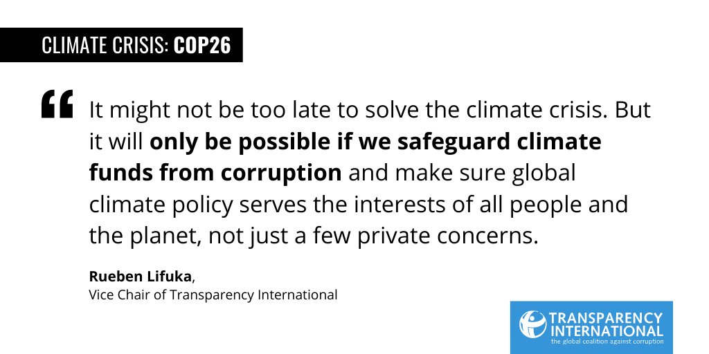anticorruption's tweet photo. Transparency International is urging world leaders to bolster transparency, accountability and integrity to ensure effective action against climate crisis. #TogetherForOurPlanet #COP26

Our statement: https://t.co/ElmwHvQpDJ https://t.co/uPv3jrmsnx