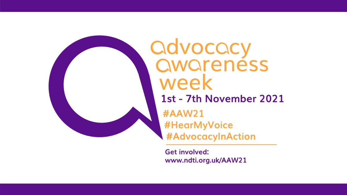 Today marks the start of the 4th annual Advocacy Awareness Week. Working with our colleagues at <a href="/NDTicentral/">NDTi</a> and across the sector we’re aiming to raise awareness of all advocacy types, how it works &amp; how it can help empower those in need. Get involved 👉 #AAW21 #AdvocacyInAction