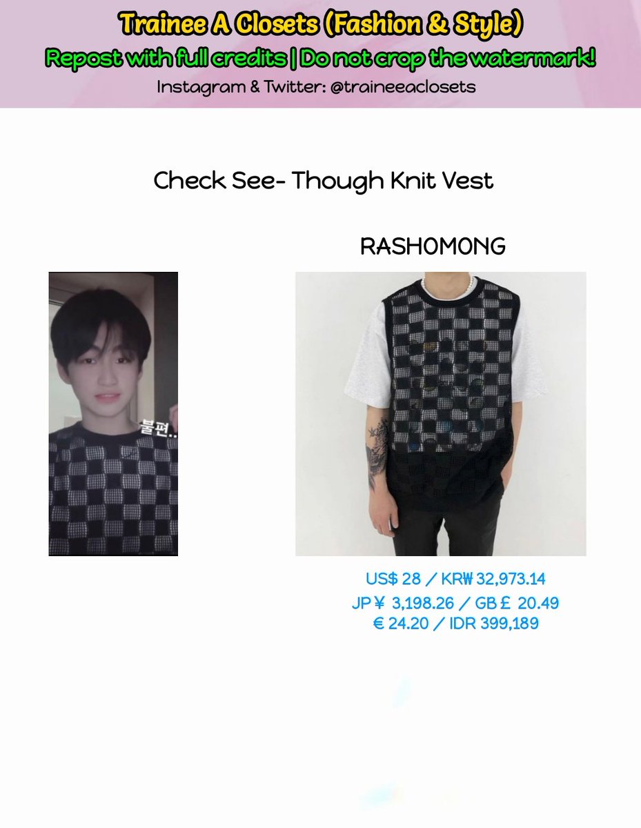 TraineeAClosets's tweet photo. Instagram @ _trainee_a - 210805 - Jihoon

Brand: Rashamong

#TraineeAClosets #TraineA #TraineeAJihoon #Jihoon #지훈 #아이돌연습생 #kpopfashion #kpopstyle #kpopclothes #kpop @trainee_a https://t.co/kU79ACIzt9