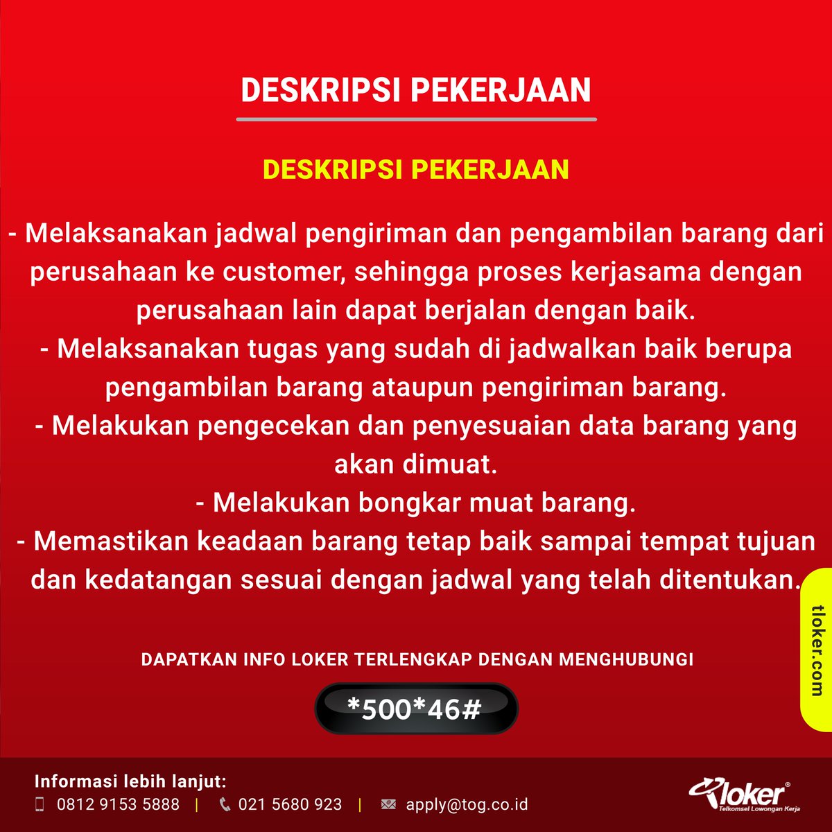info_tloker's tweet photo. Bergabung menjadi bagian dari PT Multi Hanna Kreasindo sebagai driver.

Kirim CV terbaru kamu ke nomor kontak atau email yang tertera pada design gambar.

Like dan Share lowongan ini kepada teman, saudara atau tetangga kamu yang membutuhkan. https://t.co/peXHv50HMj
