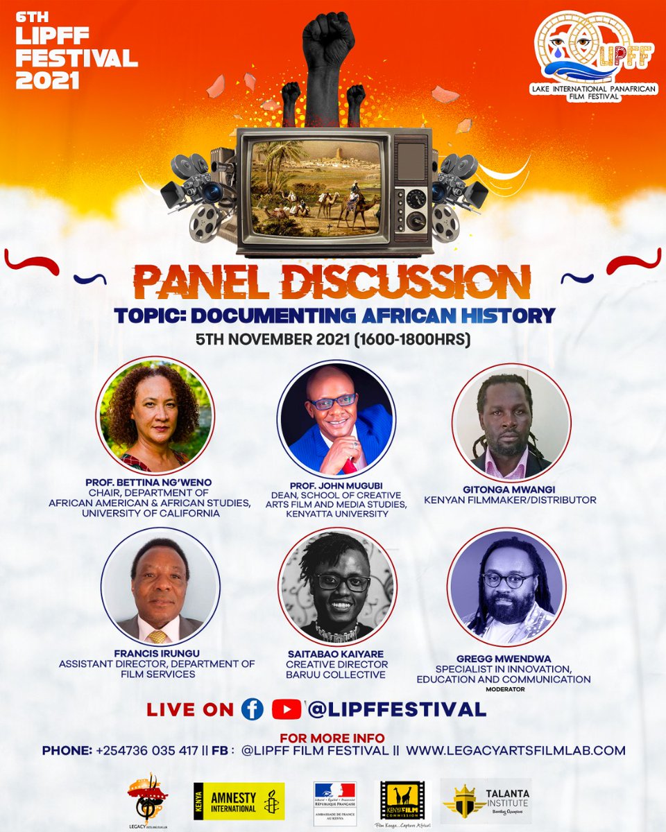 DfsKenya's tweet photo. Mr. Francis Irungu, Assistant Director, @DfsKenya, will be on Lake International Pan African Film Festival's Panel Discussion: DOCUMENTING AFRICAN HISTORY on Friday, 5th November 2021 . Follow virtual conversation live #lipff at 1600-1800Hrs.
@MoICTKenya @InfoKfcb @kenyafilmcomm https://t.co/pxOBiNKkyf