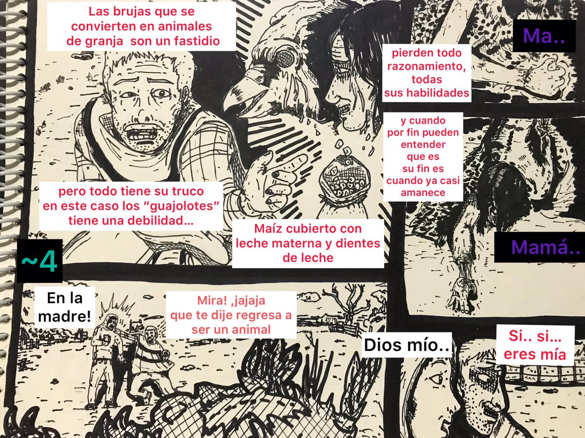 SuperVHS14's tweet photo. Aquí una parte de mi cómic 

“Las brujas son mujeres que pueden quitarse las piernas y se convierten en guajolotes, viajar envueltas en fuego en busca de su más preciado alimento, sangre de un recién nacido.”

#DiaDeMuertos #comic #halloween2021 #sketchbook #brujas https://t.co/3yoOcb24F6