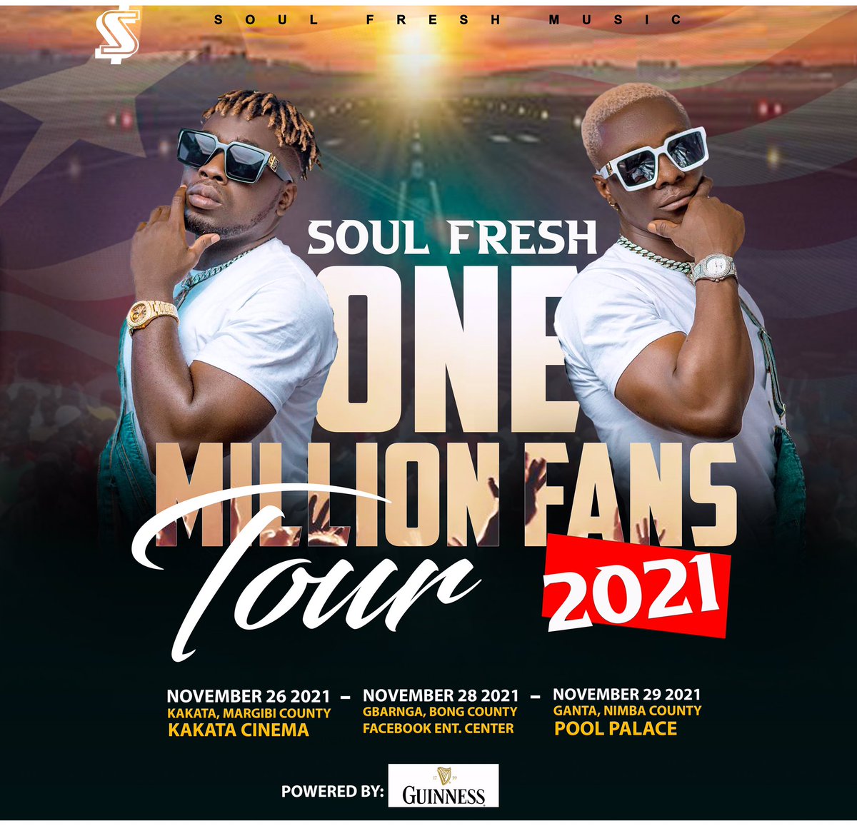jbsoulfresh's tweet photo. #OneMillionFans county tour 
Powered by #Guinness
#UPNEXT 🚨🚨🚨🚨
Nov. 26, kakata 
Nov. 28, Gbarnga
Nov29, Ganta
You want sleep in jail na!!!! https://t.co/1en7E7yZvL
