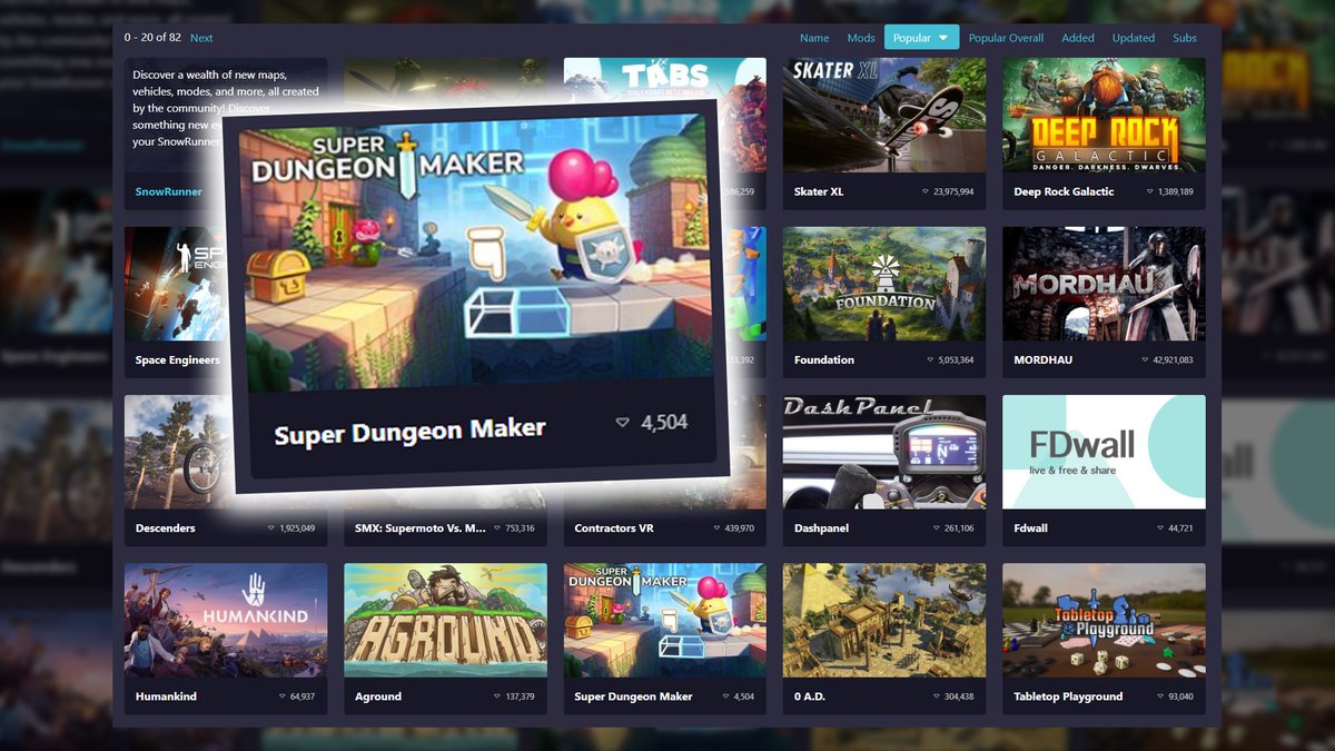 rokaplayHQ's tweet image. WOOW, on #modio we are on the first page under &quot;Popular&quot; games. Thanks to all who build and play dungeons so diligently. @modiohq is our framework on which the down/upload works. #SuperDungeonMaker #indiegame #indiedev #madewithunity #wholesome #cozygaming