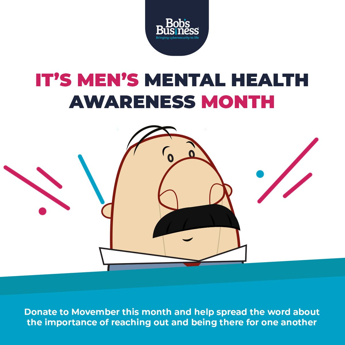 It’s Men’s Mental Health Awareness Month 👨‍🦰

Bob has decided to grow a moustache this November to help raise much needed funds for <a href="/Movember/">Movember USA</a> 

Donate to <a href="/movember/">Movember USA</a> this month and help spread the word about the importance of reaching out and being there for one another

 #Movember