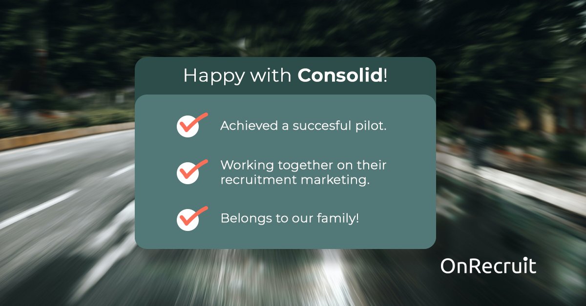 Team <a href="/OnRecruit/">OnRecruit</a> welcomes team <a href="/Consolid/">Consolid</a>! Consolid is already part of the @Mysolution_nl family since the acquisition of <a href="/OTYS/">OTYS</a>. We look forward to expanding our fun and successful collaboration!
 
#recruitment #marketing #technology