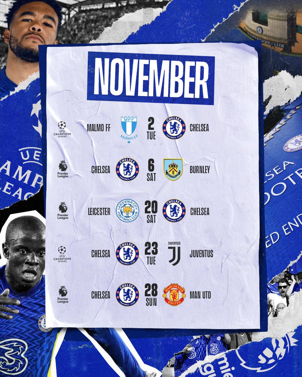 ChelseaFC's tweet photo. Our next five. 😎 https://t.co/bW6UxEor8o