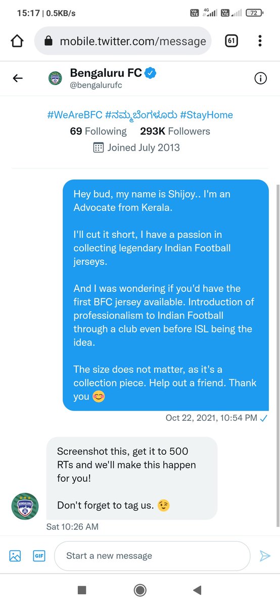 JONATION12's tweet photo. Okay, so fellow IndianFootball fans
Help a brother out❤

500 retweets on this tweet and I would get a @bengalurufc jersey as well into my collection

Which already has @KeralaBlasters , @GokulamKeralaFC , @Delhi_FC @minervapunjabfc  in it

#IndianFootball https://t.co/HRo9Aipm7v