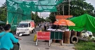 Chanapai247's tweet photo. After the detonation of last night , junta troops at the entrance in #MawLaMyaingKyun of Irrawaddy region are making inspections on pedestrians.  They EXTORTED 5,000 MMK from anyone who forgot their phones and they ABDUCT anyone whose Fb accounts are on suspicion.

#Nov1Coup https://t.co/hAJL7MuUVh