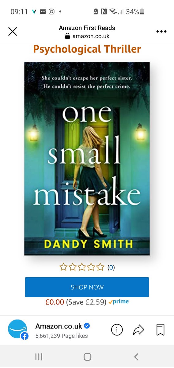 KBookishlife's tweet photo. So excited to see this cracker read One Small Mistake available in this month's Amazon Prime First Reads ❤ @emblabooks @DandySmith 😃 #onesmallmistake #PsychologicalThriller https://t.co/ANFaWtL28t