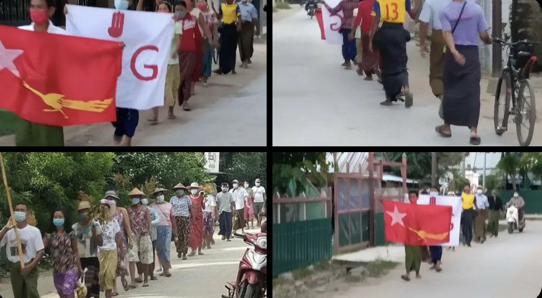 huangsizzie's tweet photo. Unrelenting people from Shwebo, Sagaing region, took a stride in marching as a strike to overthrow military dictatorship today, flying the flags high.
MYANMAR NEEDS HELP #WhatsHappeningInMyanmar #Nov1Coup https://t.co/0cPy8aG16Z