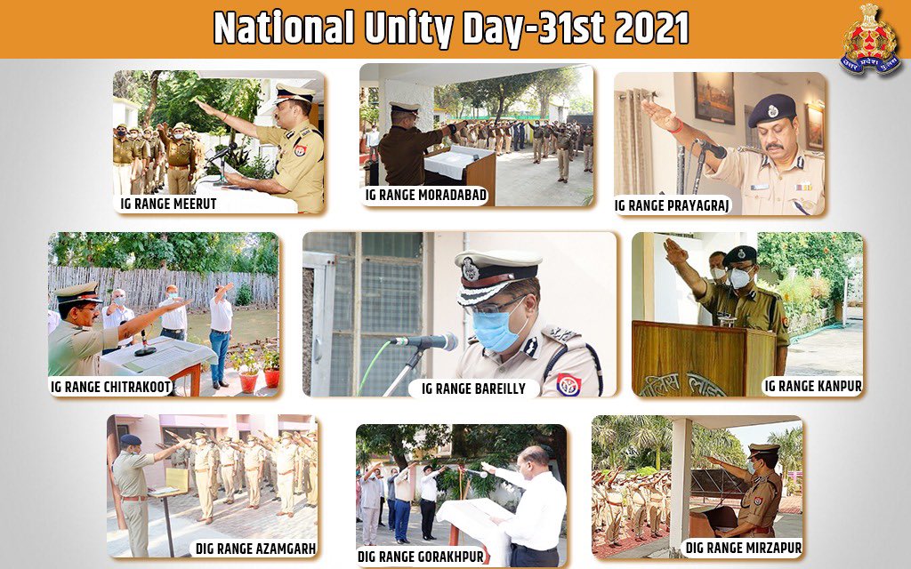 Uppolice's tweet image. We raised our hands in unison to protect the Unity, Integrity &amp;amp; Sovereignty of the country &amp;amp; serve the people of the country on the occasion of #NationalUnityDay2021.