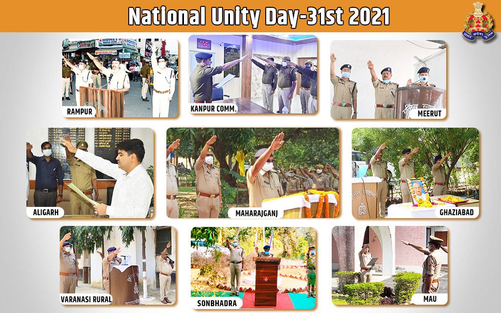 Uppolice's tweet image. We raised our hands in unison to protect the Unity, Integrity &amp;amp; Sovereignty of the country &amp;amp; serve the people of the country on the occasion of #NationalUnityDay2021.