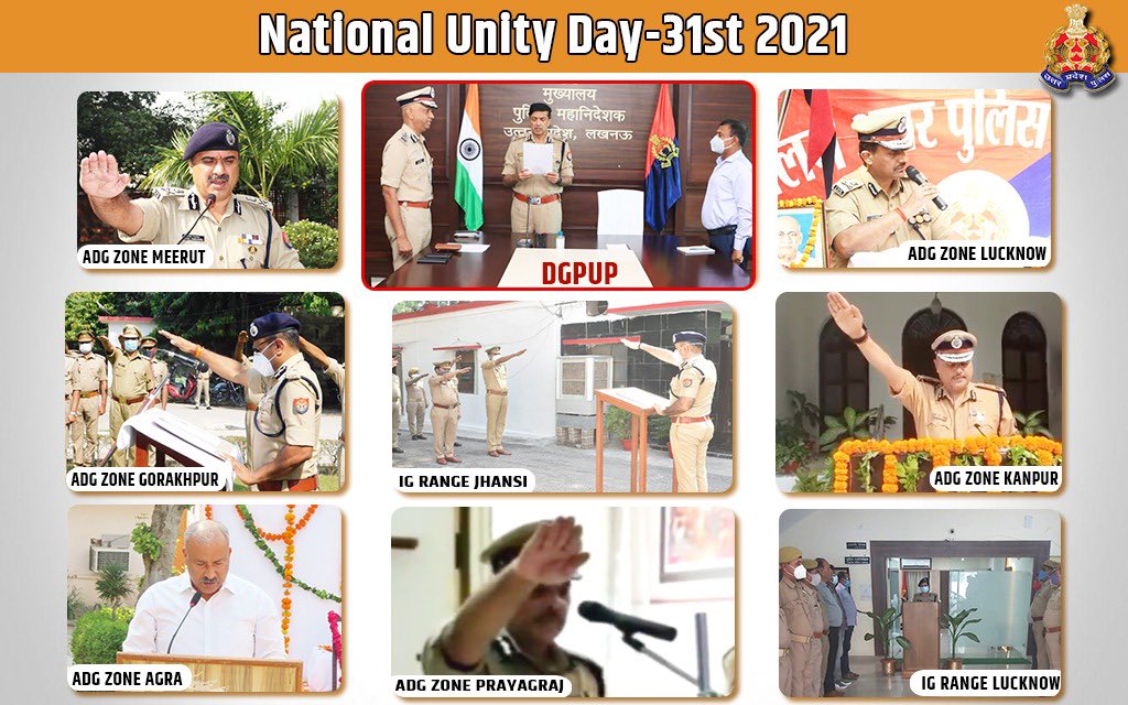 Uppolice's tweet image. We raised our hands in unison to protect the Unity, Integrity &amp;amp; Sovereignty of the country &amp;amp; serve the people of the country on the occasion of #NationalUnityDay2021.