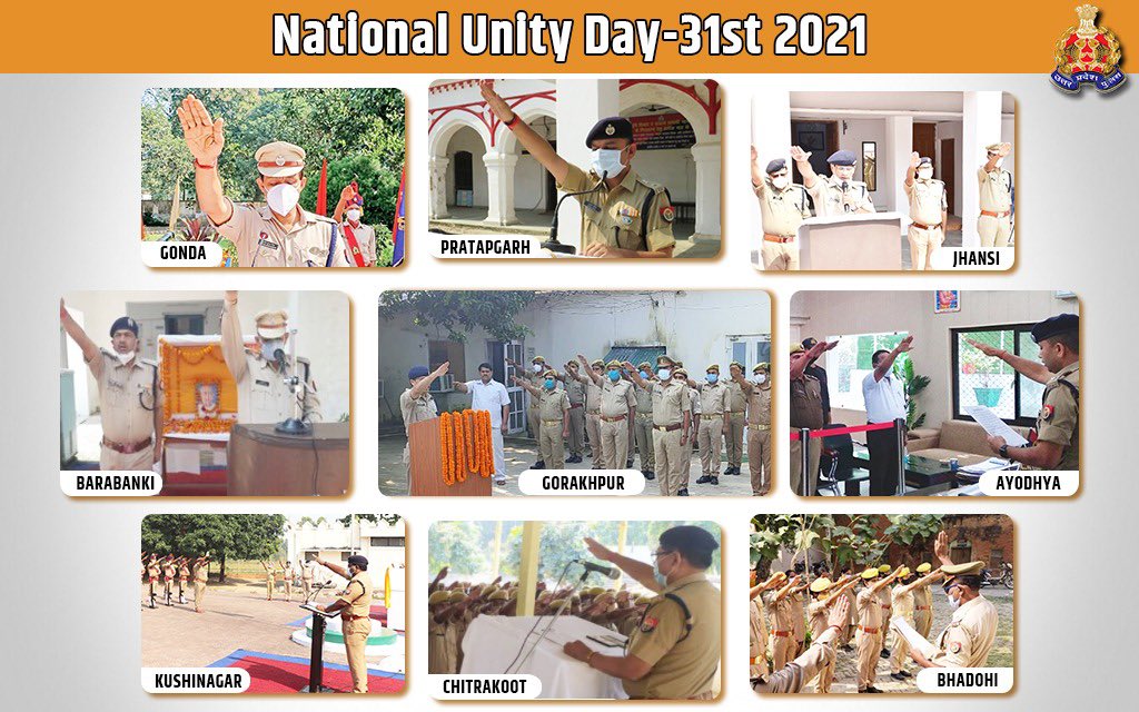 Uppolice's tweet image. We raised our hands in unison to protect the Unity, Integrity &amp;amp; Sovereignty of the country &amp;amp; serve the people of the country on the occasion of #NationalUnityDay2021.