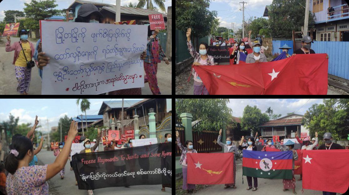 huangsizzie's tweet photo. Pro-democracy residents of Kale marched once again and demonstrated a persistent protest to overthrow military regime this morning.
MYANMAR NEEDS HELP #WhatsHappeningInMyanmar #Nov1Coup https://t.co/VoF3kPV8lK