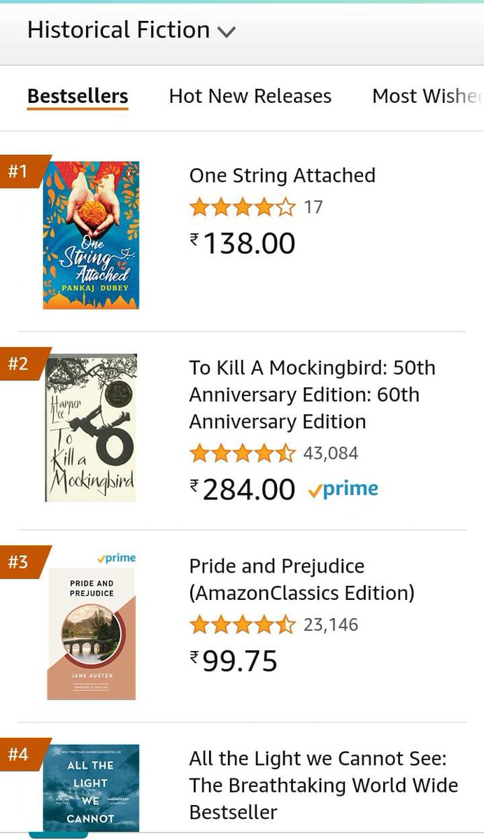 carryonpd's tweet photo. Thrilled to share that my latest title, #OneStringAttached published by @PenguinIndia is ranking at #1 on Amazon Bestselling list. Thanks for showing your love @mathur_vaishali @penguinrandom @mileeashwarya #OneStringAttached https://t.co/et2BVsdii2