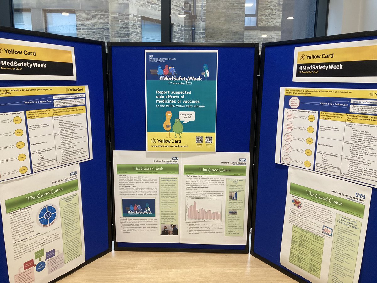 It’s medicines safety week. Find the display <a href="/BTHFT/">Bradford Teaching Hospitals NHS FT</a> concourse and meet MSO <a href="/Abimbola_pharm/">Abimbola Olusoga</a> to discuss learning and improvement from medicines incidents <a href="/BTHFTPharm/">BTHFT Pharmacy 💊</a> <a href="/BthftQ/">@BTHFT_QualityTeam💙📈💡</a> #medicinessafety
