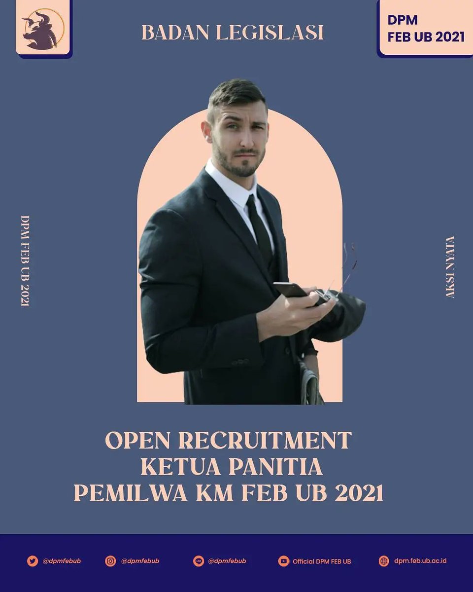 DPMFEBUB's tweet photo. [D-DAY: OPEN RECRUITMENT KETUA PANITIA PEMILWA KM FEB UB 2021] 

Halo KM FEB UB! 

Tidak terasa telah hadir Open Recruitment Ketua Panitia PEMILWA KM FEB UB 2021 

Sekarang adalah kesempatanmu untuk membuktikan persiapam diri kalian untuk ikut andil dan berkontribusi lebih https://t.co/go7PDoacSz