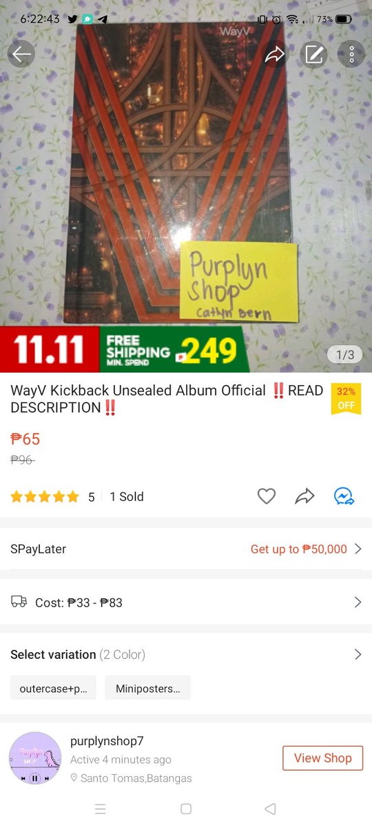 PurplynShop's tweet photo. On sale on shopee until 11.11.

BTS Be deluxe folded poster ₱85
BTS unofficial photocards set ₱35-₱39
WayV Kickback mini posters w/enevelope+postcard ₱65
BTS Wall decor from be deluxe album photobook ₱60

wts/lfb.

Help rt. Thank youuu https://t.co/i09MijRQZ4