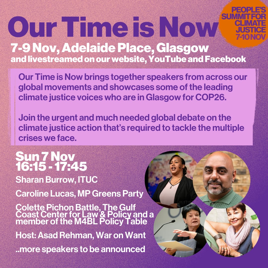News: I will be in Glasgow for COP26 on Nov 9th. Let me know if you want to meet up in replies! Also catch these events from the People's Summit for Climate Justice, part of the @COP26_Coalition , should be exciting. I hope. 
Register here: cop26coalition.org/peoples-summit/