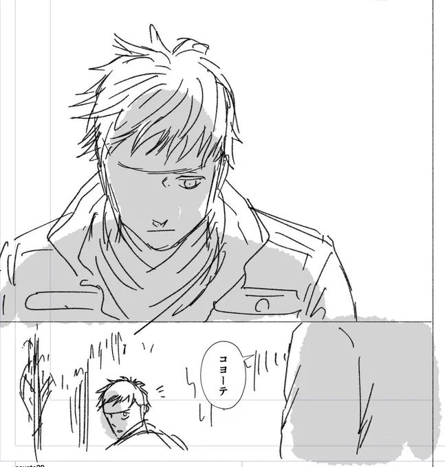 今日は「コヨーテ」20話のネームしてました。画像はその一部。お話はちょうど4巻の続きになります。今回は巻頭カラーも担当させて頂きまーす!やった!! 