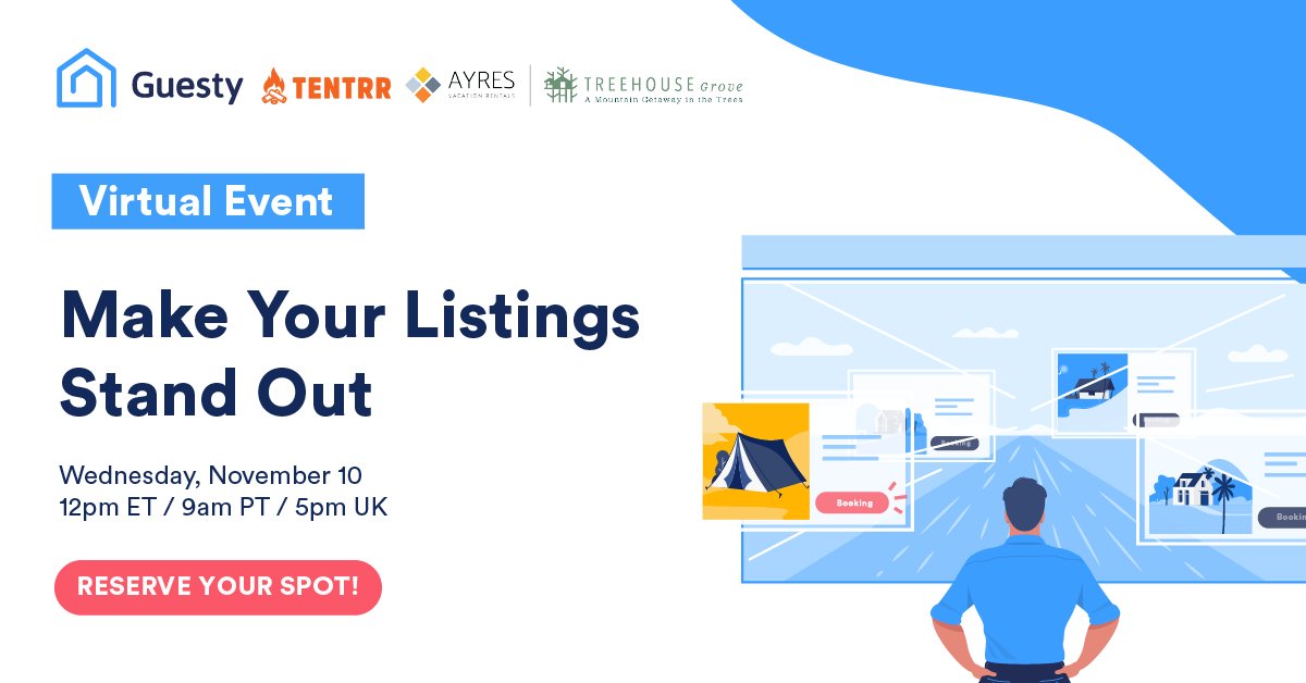 From bespoke #treehouses 🌳 &amp; glamorous #tents ⛺, join our #virtualevent to hear from our panel of #alternativeaccommodation managers on how to create unforgettable experiences that your guests will love.

Sign up now 👇
start.guesty.com/nov10_event

#BeOurGuesty