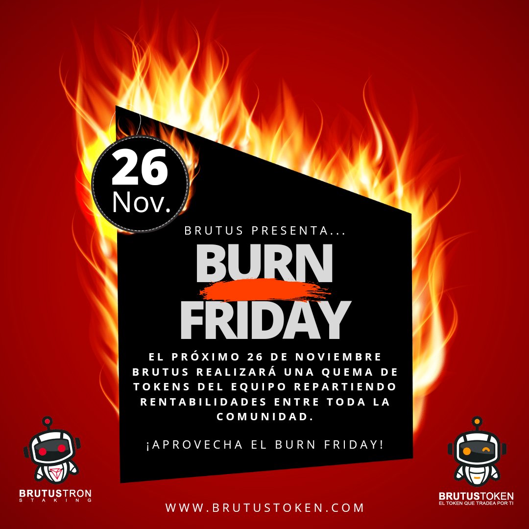 Brutusfinance's tweet photo. #Brutus se prepara para el #burnfriday con una quema de tokens...#BRUT #BRST #TRON https://t.co/3UPhPnSK1x