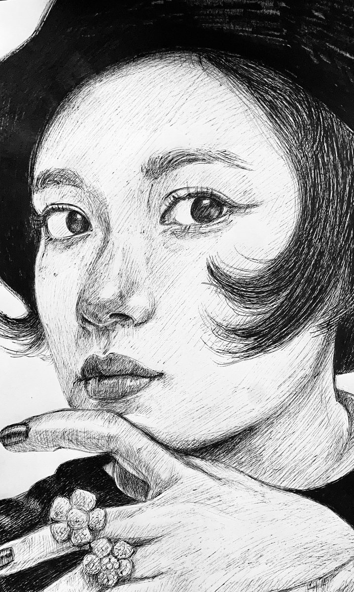 木枯らし 杉咲花さんボールペン一発描き 杉咲花 ボールペン画 イラスト 似顔絵 Artwork イラスト好きな人と繋がりたい 絵描きさんと繫がりたい