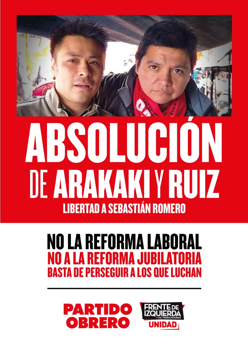 Hoy vamos a pedir la absolución de César Arakaki.  Quienes quieran acompañarnos en el alegato pueden seguirlo en vivo y directo a las 14 horas en este link. youtube.com/watch?v=zXIead…

¡Basta de criminalizar la protesta! 
#AbsoluciondeArakakiyRuiz