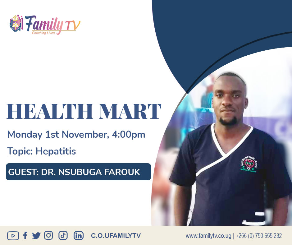 coufamilytv's tweet photo. What do you know about Hepatitis?
💠Ask Dr. Nsubuga Farouk today at 4:00pm on Health Mart.
@edrine_osteen @MinofHealthUG @CCIntlhealth @MakSPH @WHOUganda
.
.
#Enrichinglives #HealthMart #retweet #askthedoctor #Hepatitis #Healthinformation https://t.co/TvC0aVLAqE