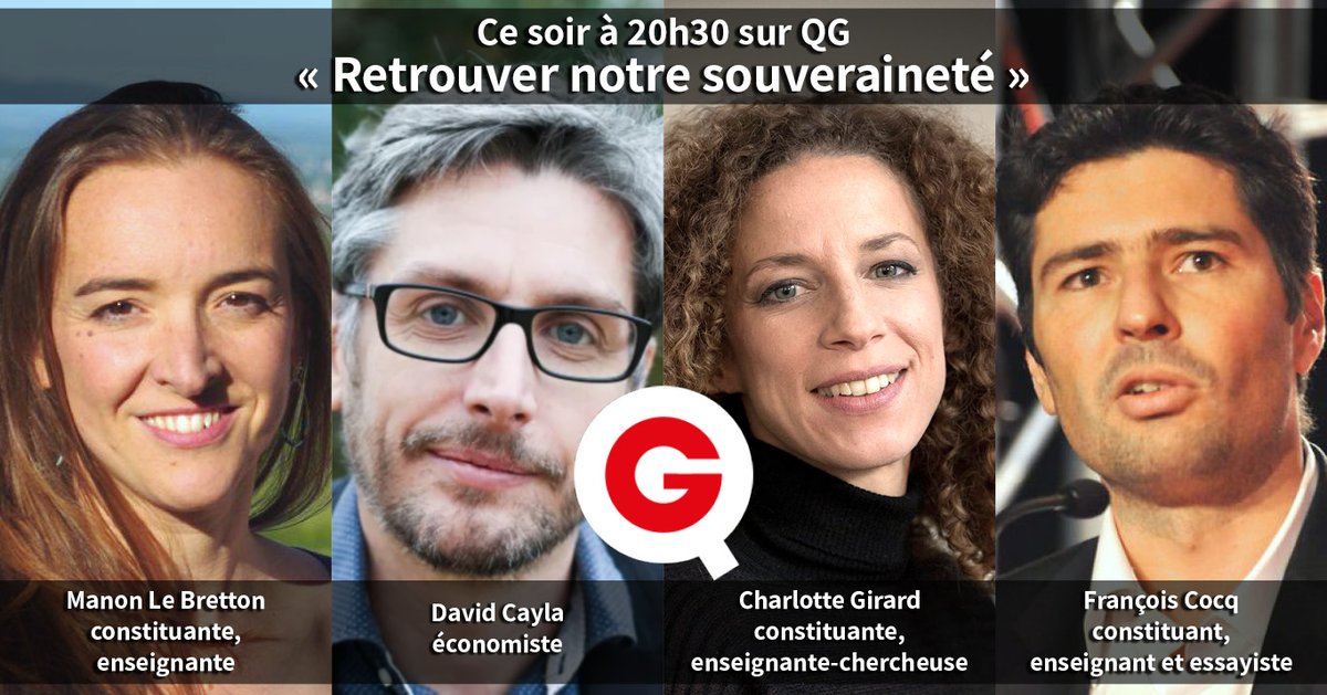 LibreQg's tweet photo. "Retrouver notre souveraineté"

Ce soir à 20h30, les @CConstituants reviennent sur QG avec l'économiste @dav_cayla pour débattre des stratégies à adopter face aux entraves de l'Union européenne, et de tous les sujets politiques brûlants du moment

👉https://t.co/mKDC6Y1n1p https://t.co/KKwBbcczhG