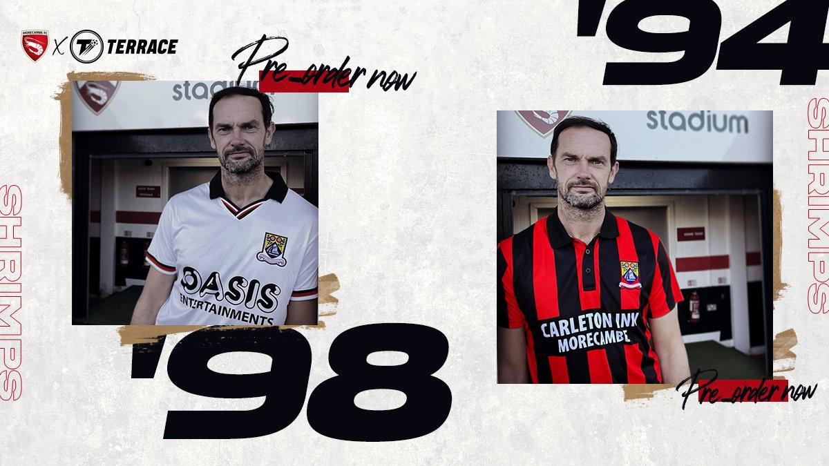 Introducing your new @ShrimpsOfficial retro shirt combo! Including a bundle deal for both at terracelife.co/morecambe!

Now available for pre-order, while stocks last!

Retweet for your chance to bag the matching kit mug set! #shrimps
