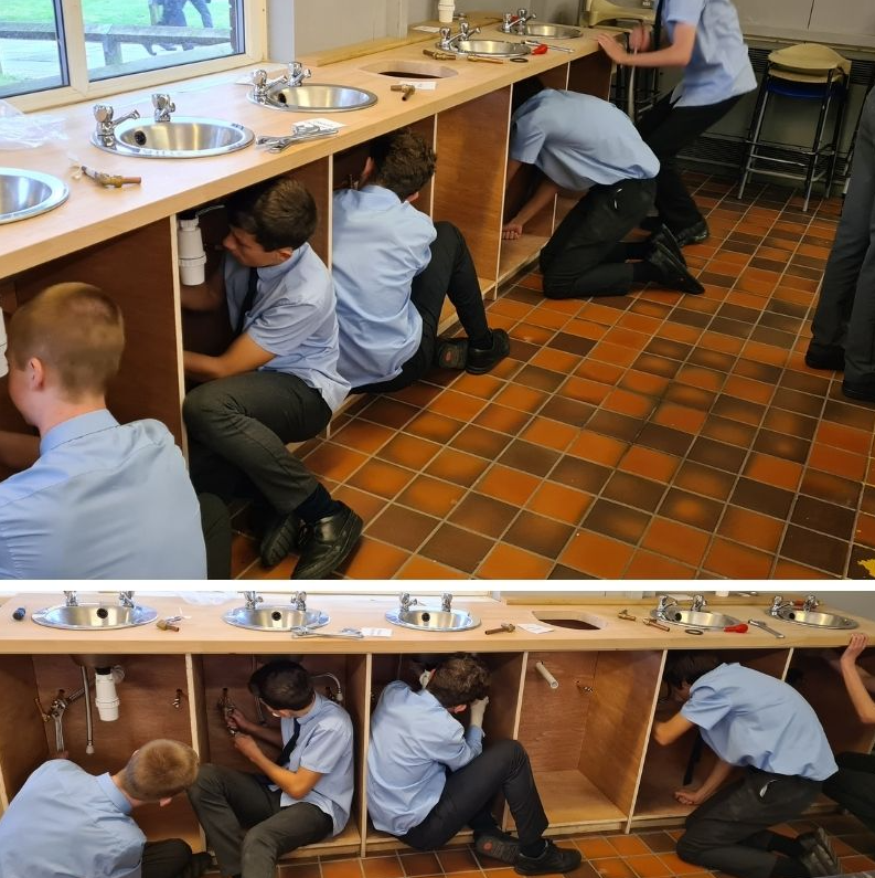 StsPnP's tweet photo. Here are some of our Year 11 students completing their recent plumbing assessments as part of the construction course.

Great to see such practical skills being learnt!

❤️💛💙

#BePandP #Opportunity #Excellence #Plumbing #Construction https://t.co/ivejcPXf94