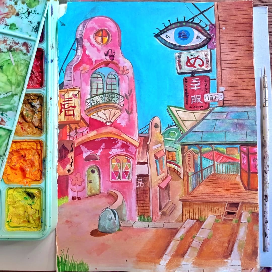 smolmingmong's tweet photo. Ghibli gouche study 🎨🖌️
reference from village in Spirited Away 🏘️ #artph #gouache #ghibli https://t.co/BtrTtnxQPp