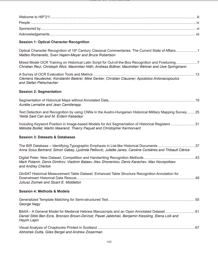 Clemens Neudecker @cneud@mstdn.io (@cneudecker) on Twitter photo The Proceedings for the 6th International Workshop on Historical Document Imaging and Processing (#HIP21) <a href="/icdar2021/">ICDAR 2021</a> are now published in the ACM DL: dl.acm.org/doi/proceeding… The Proceedings for the 6th International Workshop on Historical Document Imaging and Processing (#HIP21) <a href="/icdar2021/">ICDAR 2021</a> are now published in the ACM DL: dl.acm.org/doi/proceeding…