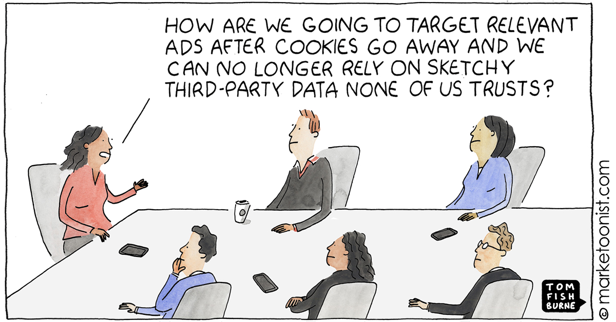 chiefmartec's tweet image. Nailed it.

Targeted advertising and the end of third-party cookies marketoonist.com/2021/10/end-of… by @tomfishburne @marketoonist #martech