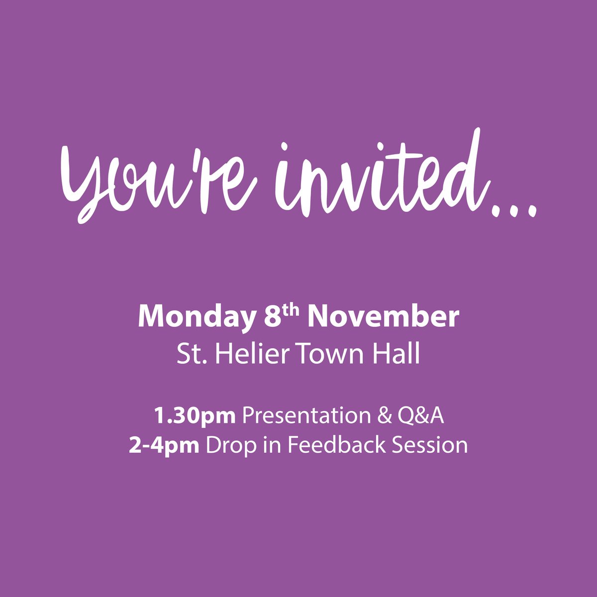 Want to know more about who we are, what we do and how we do it? Come along to the town hall on the 8th Nov for our public presentation and Q&amp;A (1.30pm), followed by our first feedback session where you can speak to our team. Drop in anytime 2-4pm.

#jerseyci #maternityvoices
